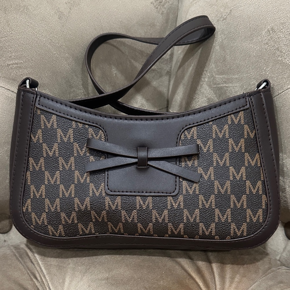 Elegant Brown Monogram Shoulder Bag